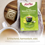 Yogi Tea - zelený čaj Matcha s citronem, BIO bylinný ajurvédský zelený čaj, směs zeleného čaje, Matcha, citronová tráva a limetka, Yogi čaj 6 balení, 6x17 čajových sáčků (celkem 102 čajových sáčků)