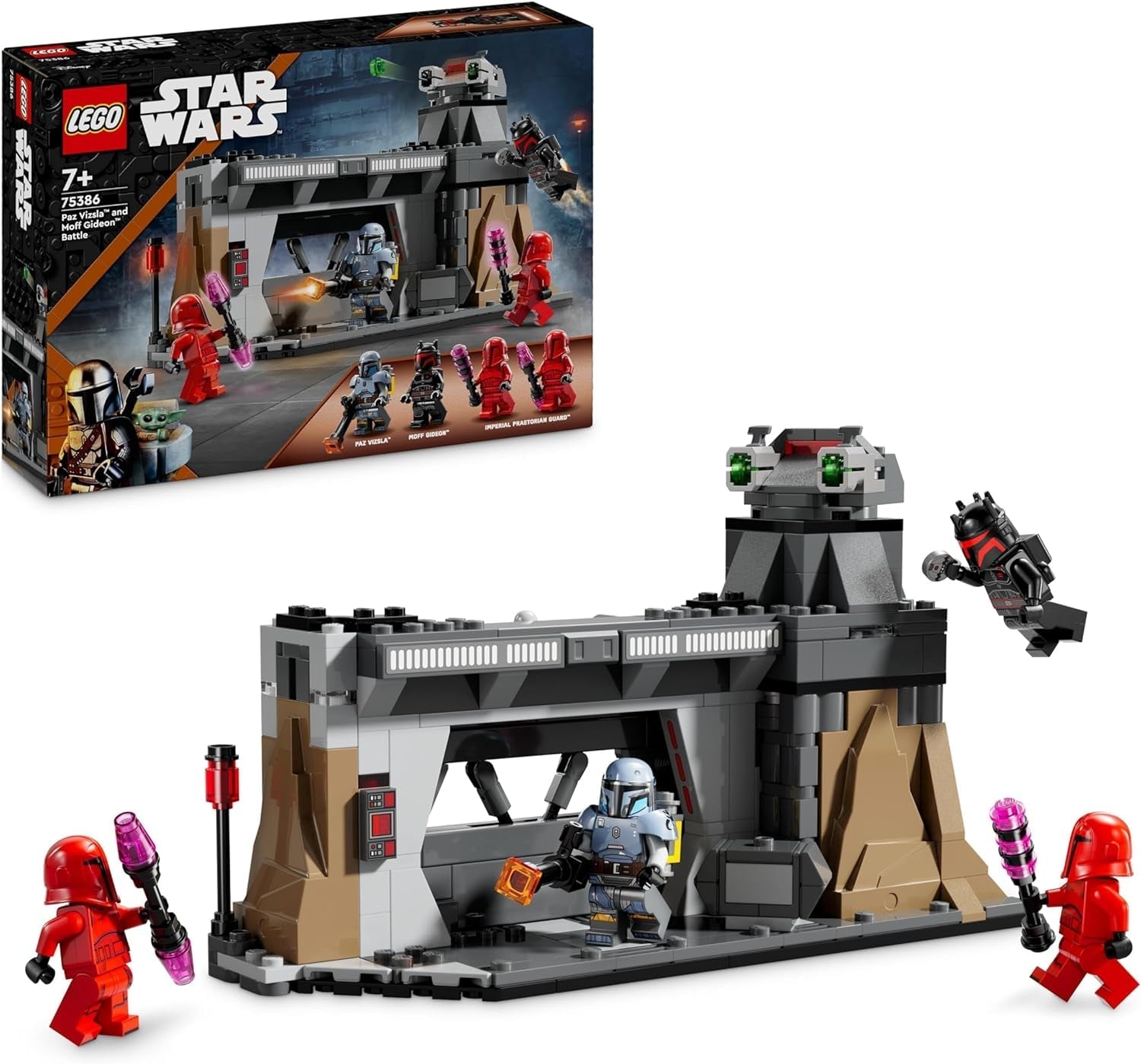 LEGO Star Wars: Mandalorianský souboj mezi Paz Vizslou a Moffem Gideonem, Sběratelská stavebnice pro děti, Nápad na dárek pro kreativní chlapce a dívky 7+, Mandalorianská hračka 75386 Stavebnice Beuche den LEGO-Store Výchozí název