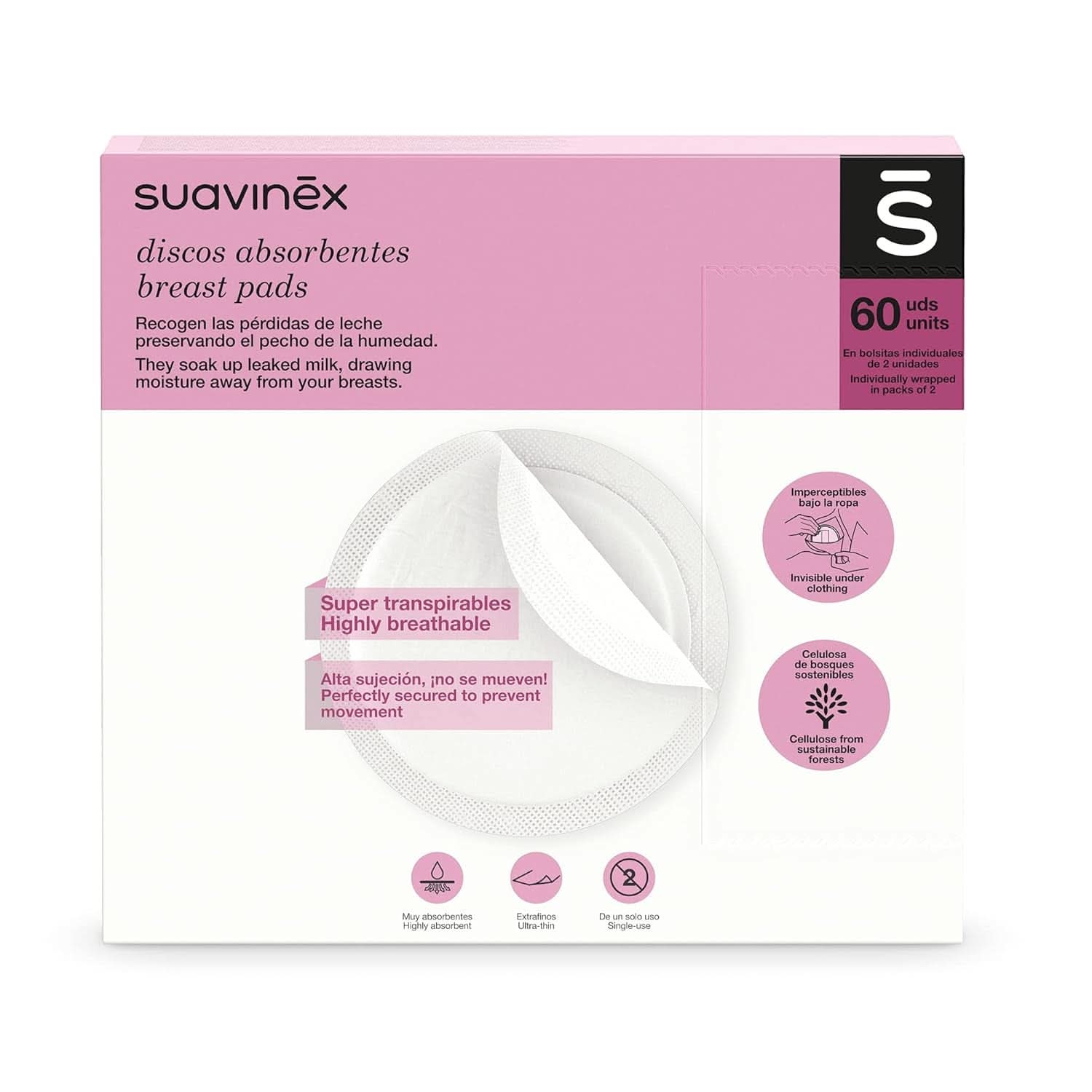 Suavinex 3182126 - Balení tamponů na kojení 60 kusů Příslušenství Potraviny a kojení Bebe Naty Shop
