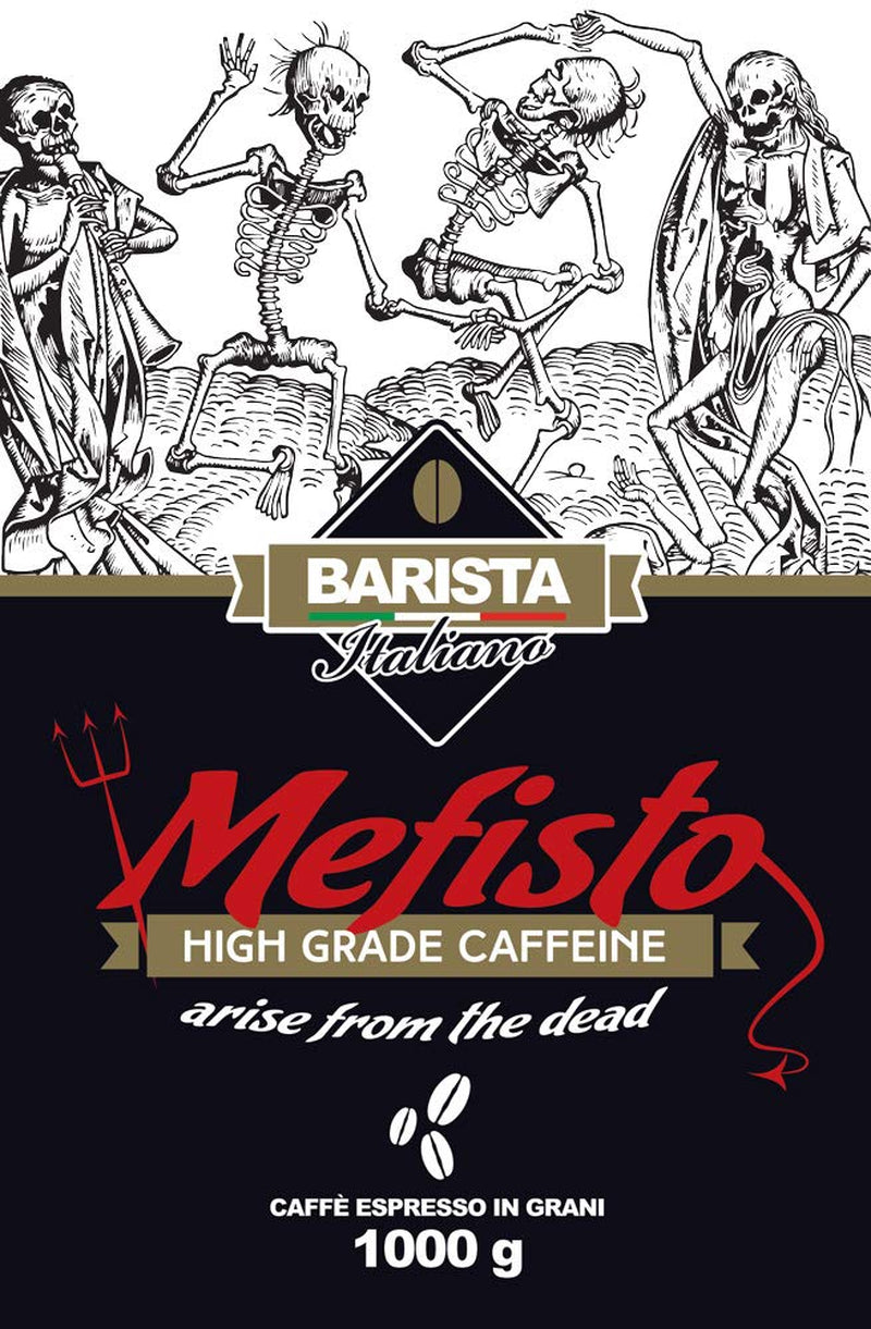 🔱 Mephisto - Extrémně silná káva 🔱 1 kg kávových zrn 🔱 Káva s vysokým obsahem kofeinu 🔱 Robustní Premium