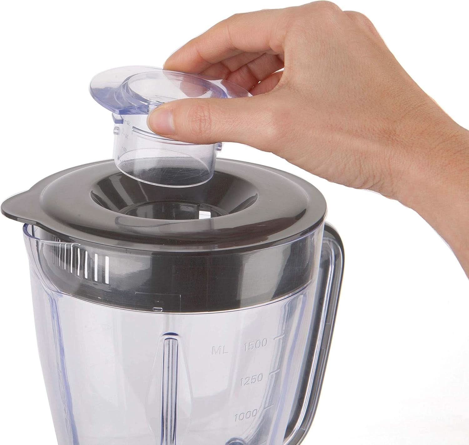 BLACK+DECKER Stolní mixér | 500W | 2 rychlosti | Pulzní funkce | Glaskrug | 1,5L | Edelstahlmesser Mit 4 Klingen | Herausnehmbar Und Leicht Zu Reinigen | Weiß Und Grau Kitchen Naty Shop