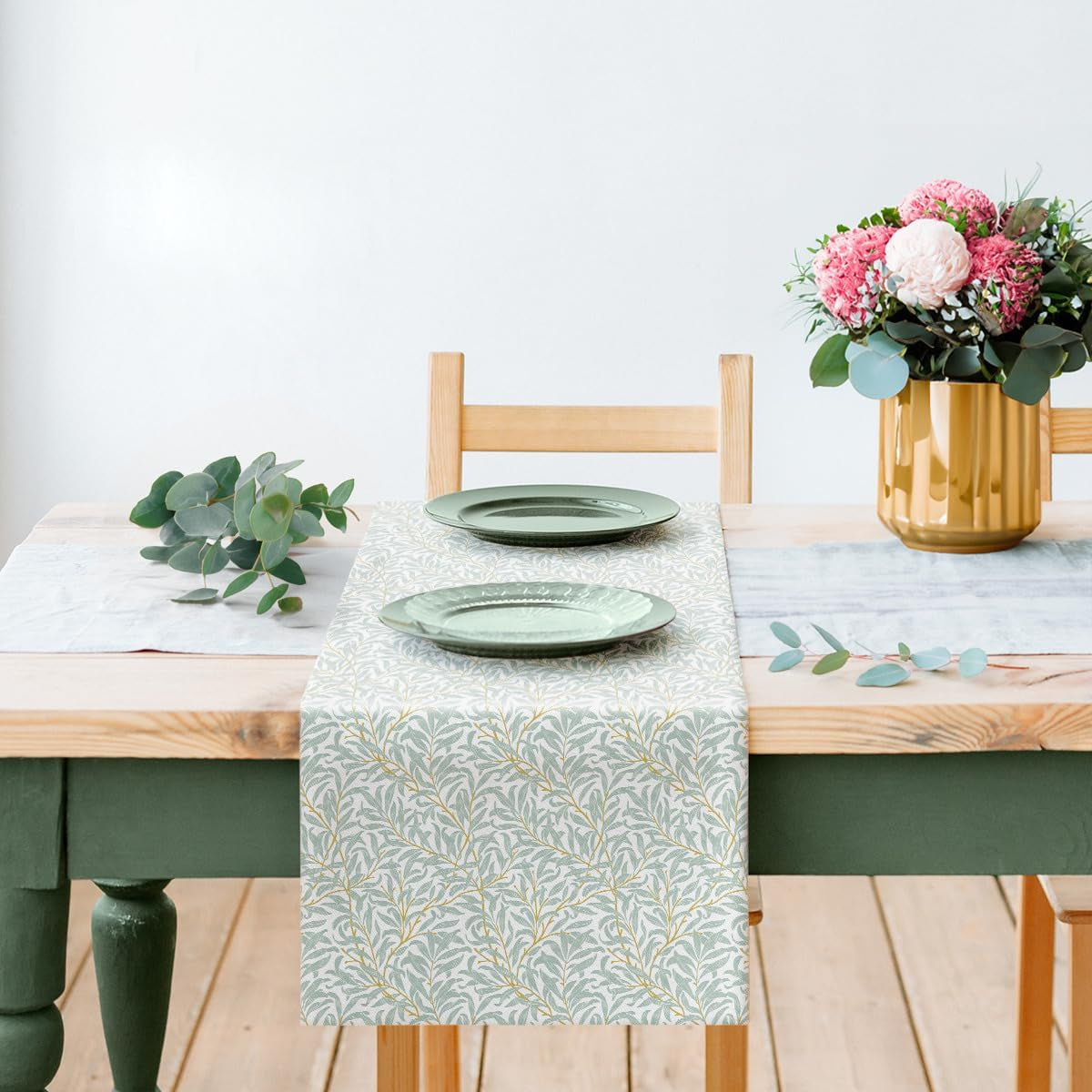 PAW - Airlaid Table Runner (40 cm X 24 M) I Stolní dekorace pro přijímání, biřmování, svatbu, výročí, zahradní slavnost, křest I Dekorace na stůl Elegantní stuha na stůl - Vrbová ratolest I Vrbová ratolest