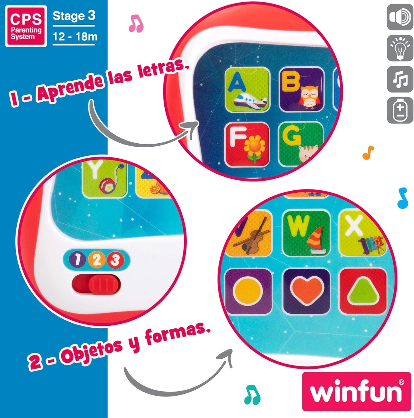 winfun ColorBaby 44256 výukový podnos se světlem a zvukem Hračky pro miminka Naty Shop
