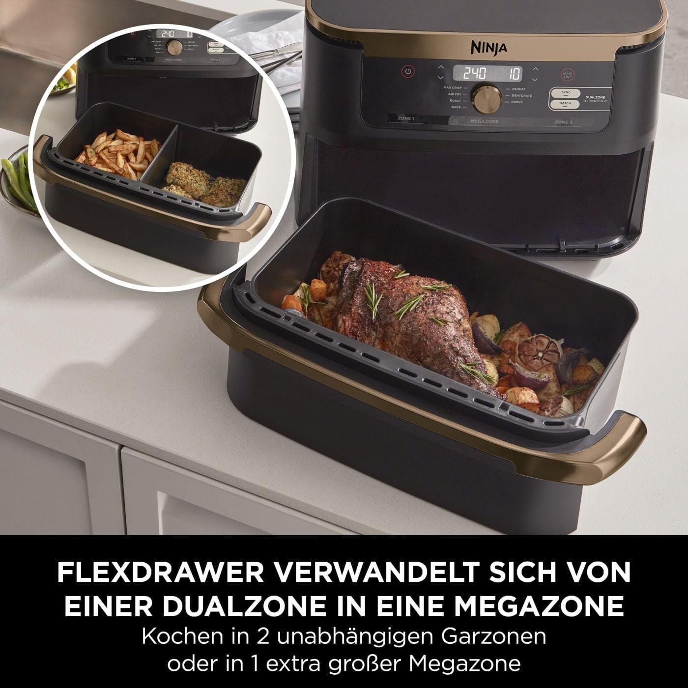 Dvouzónová vzduchová fritéza Ninja Foodi Flexdrawer, AF500EUCP Appliances Naty Shop
