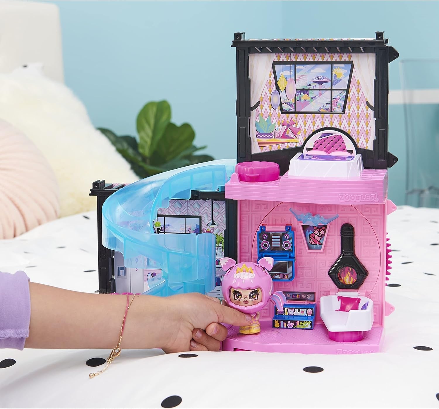 Zoobles Magic Mansion Transformovatelný 6pokojový dům snů, skluzavka a příslušenství