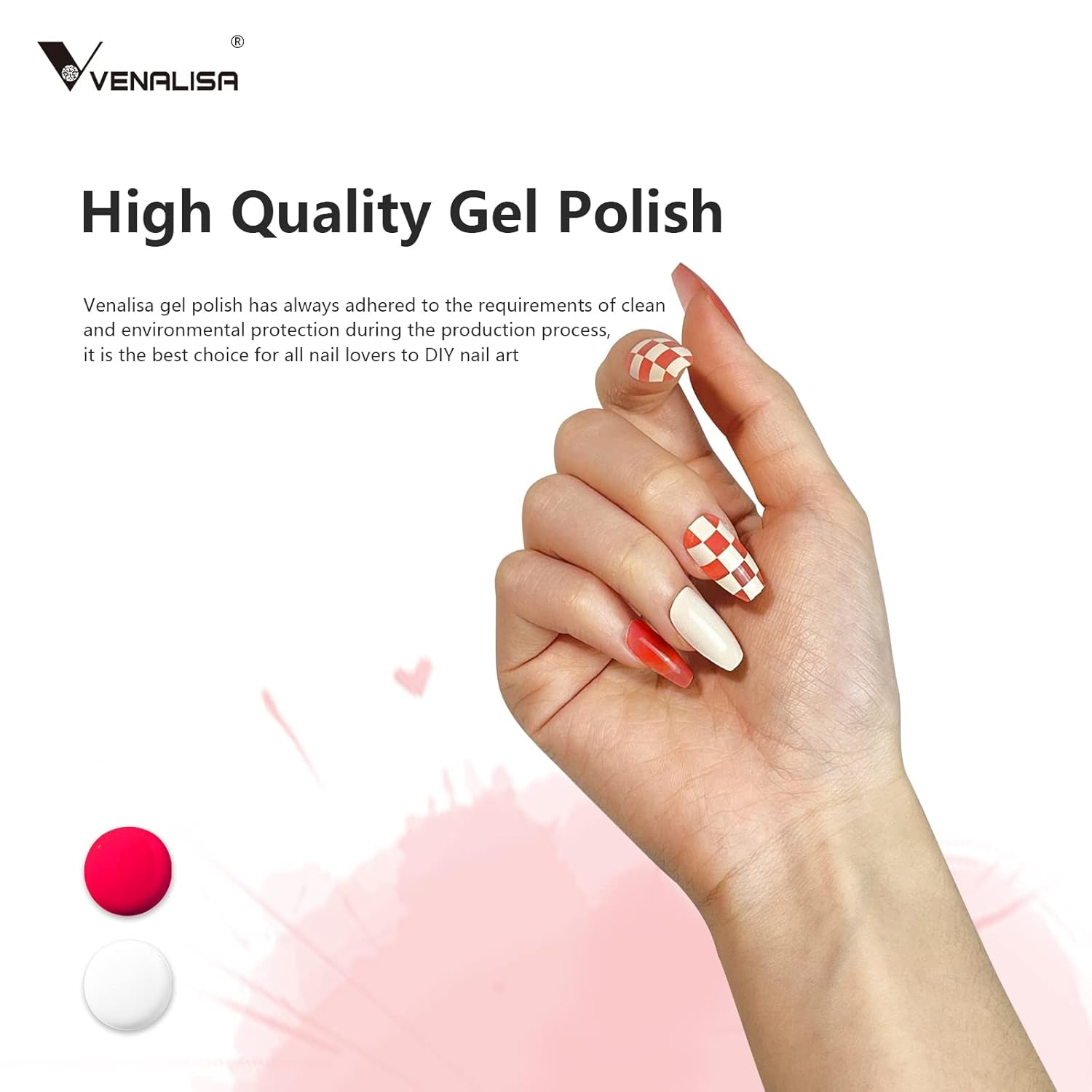 VENALISA Korálově oranžový UV lak na nehty 15 ml gelový lak na nehty pro UV lampu na nehty Průhledný gel lak na nehty Coral Orange Modely pro vlastní design nehtů