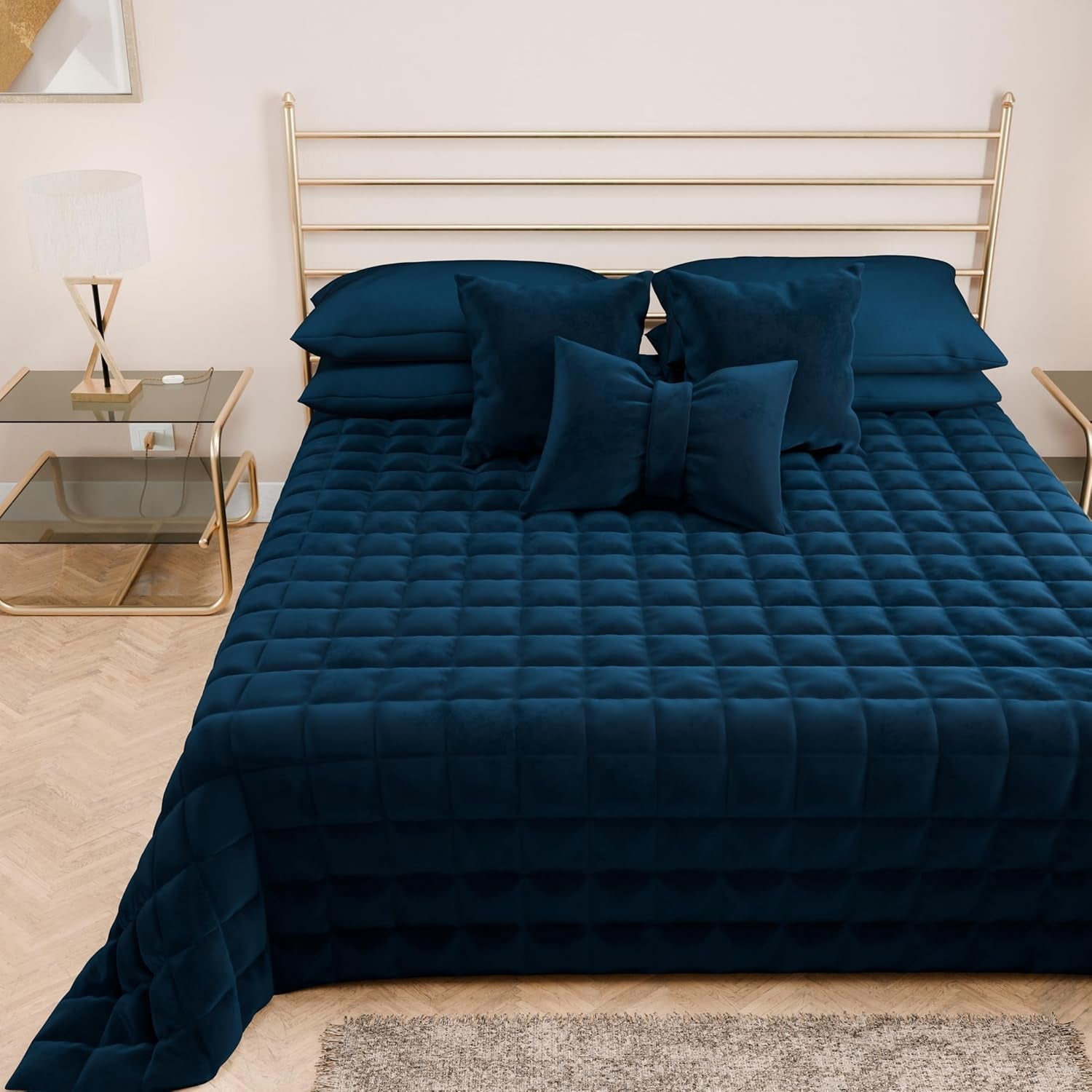 PETTI Artigiani Italiani - Přikrývka na jednolůžko, oboustranná přikrývka, přikrývka na pružinu, půlnoční modrá, bílá, 100% Made in Italy Peřiny a přikrývky Naty Shop Blue Una Piazza E Mezza
