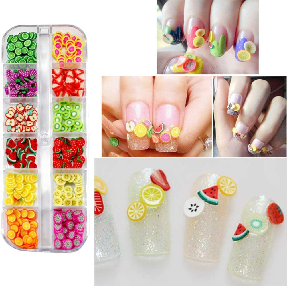 4 sada Nagel Obst Scheiben, Basicon Niedliche Obst Polymer Scheiben Obst Scheibe Nail Nagel 3D Obstscheibe Nail Art Slice Für DIY Liefert Maniküre Dekoration Schleim Zubehör Nageldekorationen, 4 Stile