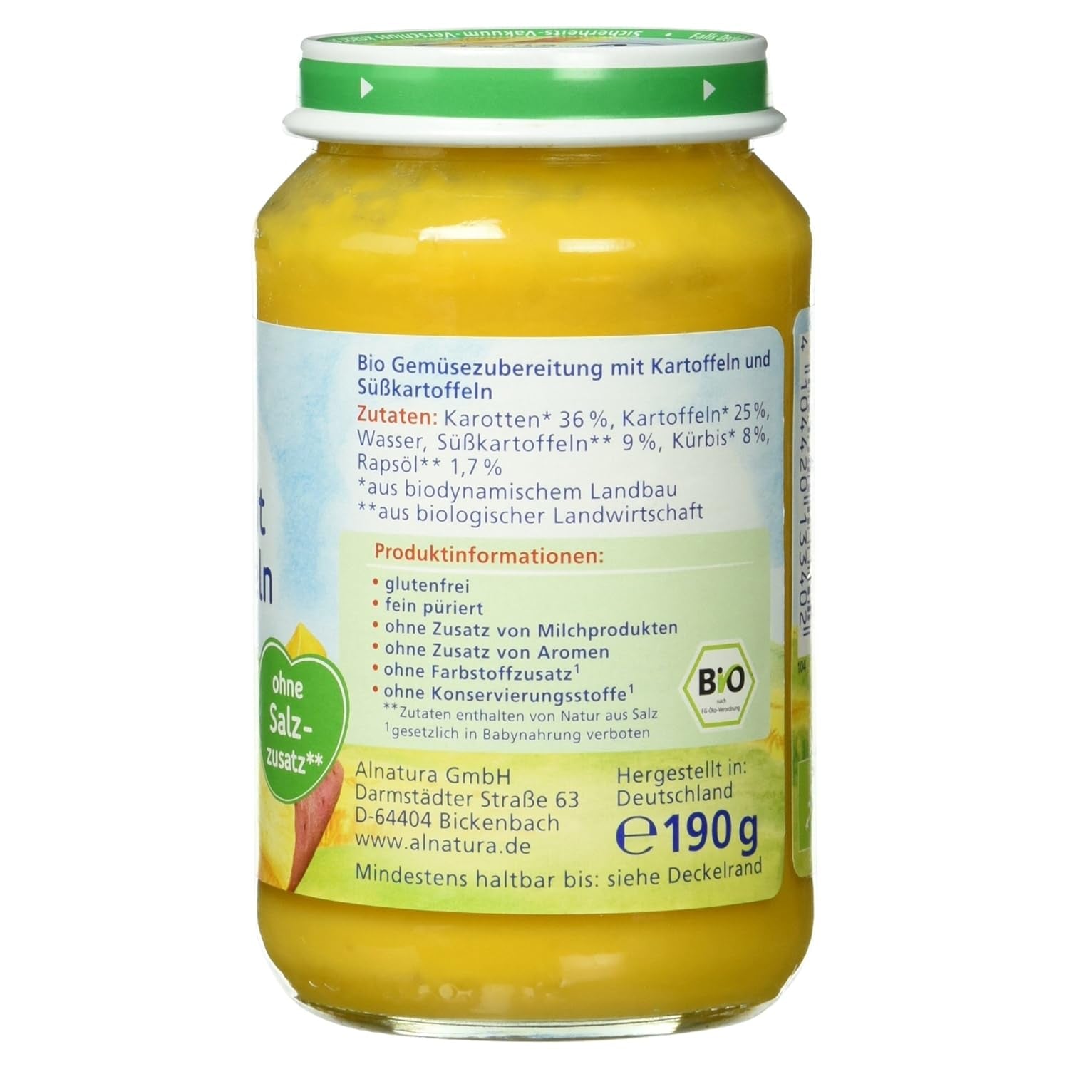 Bio zelenina s batáty, po 4 měsících, 190g