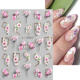 JMEOWIO 3D Nálepka na nehty Frühling Blume Nálepka na nehty Selbstklebend Nagelaufkleber 5D Stereoskopisch Blumen Dekoration Nageldesign Zubehör 4 Blatt