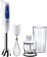 Braun Multiquick 3 MQ 3000 Smoothie+ Stabmixer – Pürierstab Mit 2 Geschwindigkeiten, Powerbell plus Und Splashcontrol-Technologie, 700 Watt, Inkl. 600 ml Mix- & Messbecher, Blau/Weiß Kitchen Naty Shop Mq3025 omeleta