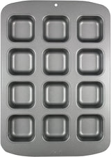 CSB106 Quadratische Antihaftbeschichtete Backform Mit 12 Minilöchern Aus Karbonstahl, Edelstahl, Silver, 37,3 X 26,1 X 3,1 Cm Formy a plechy na pečení Naty Shop