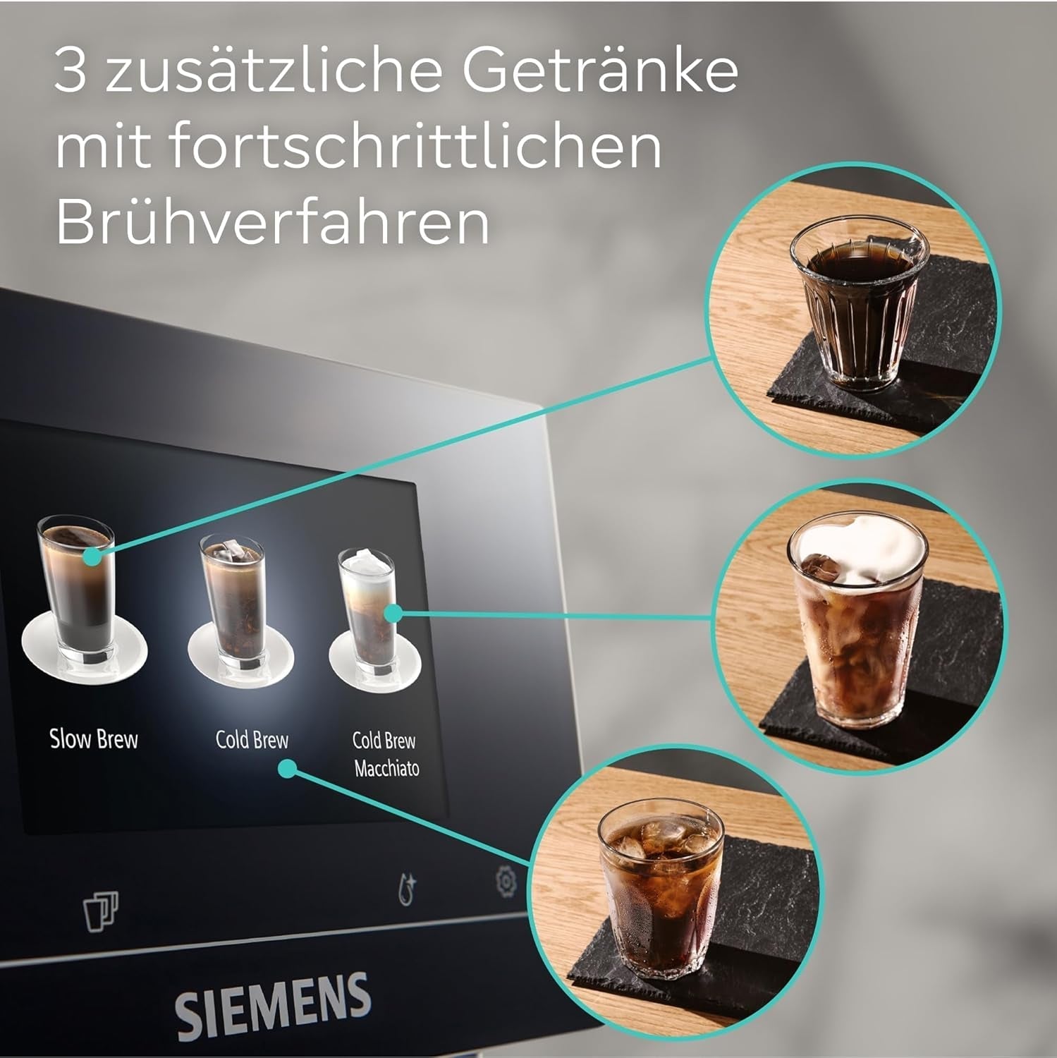 Automatický espresso kávovar Siemens EQ700 classic TP715D01, ovládání aplikací, cold brew, intuitivní dotykový displej, až 10 jednotlivých kreací kávy jako oblíbené, automatické čištění párou, 1500 W, stříbrná šedá