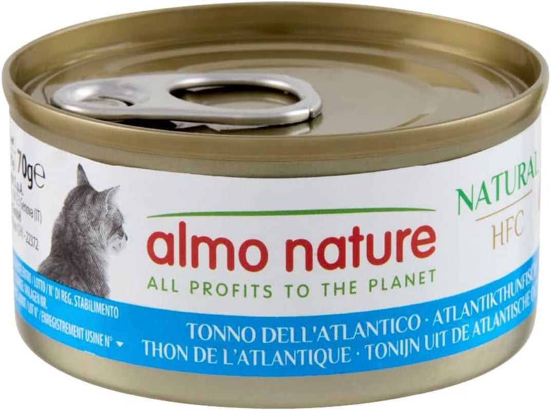 Almo Nature HFC Natural - Mokré krmivo pro dospělé kočky - Atlantický tuňák - Lidská kvalita, Bez lepku a Monoprotein - 6 x 70 g