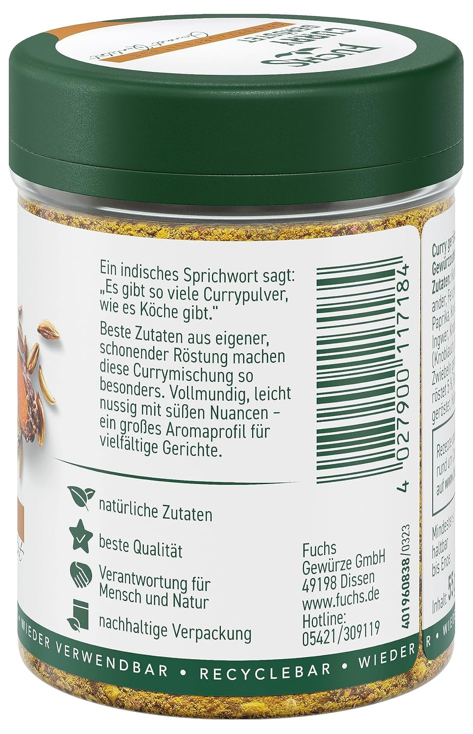 Fuchs Gewürze Curry, pražené, 55 g