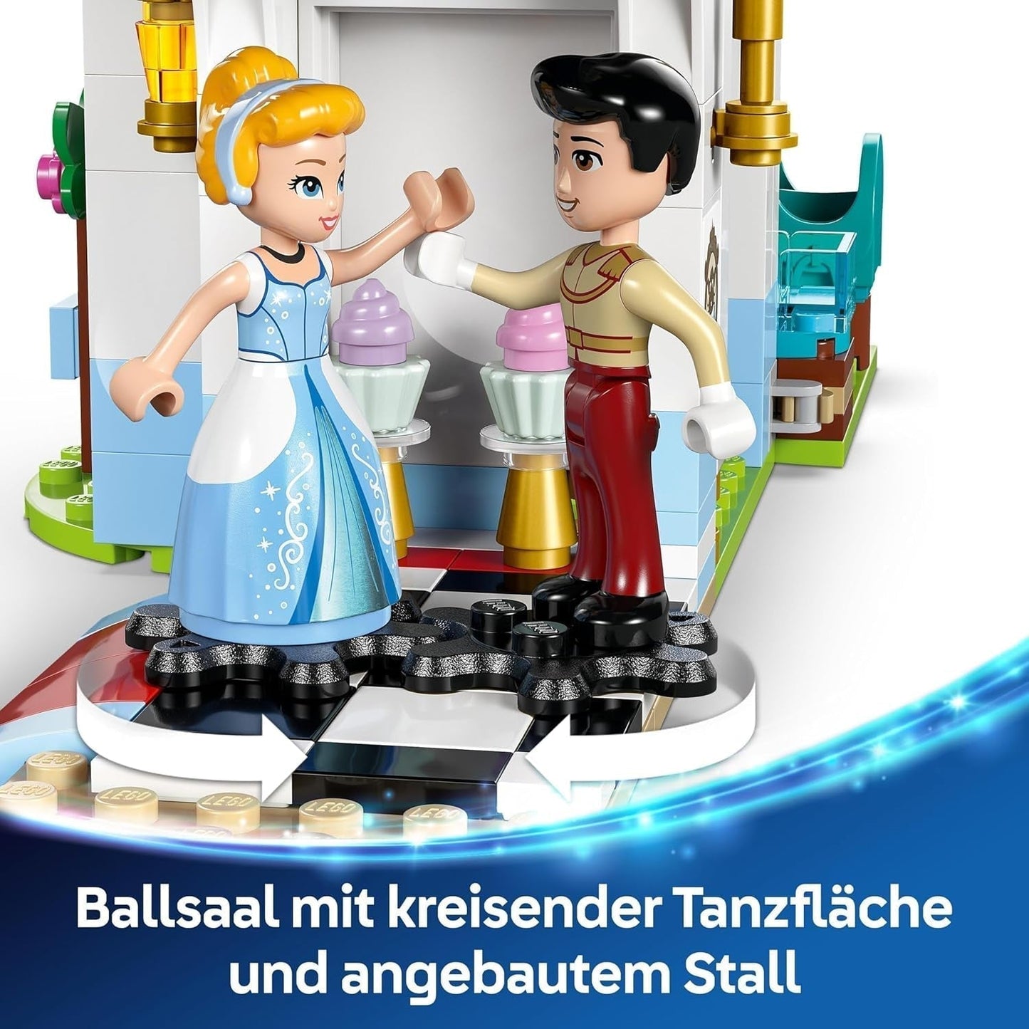 LEGO Ç€ Disney Princezna Castle Popelka a kočár tažený koňmi, Sada pro dívky od 6 let, Fantastická hračka s princeznou Popelkou a princem okouzlujícími mini panenkami, Tip na dárek pro fanoušky Disney 43275 Stavebnice Beuche den LEGO-Store
