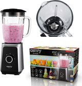 CR 4077 Standmixer Mit 1,5L Glasbehälter, Smoothie Maker, Hochleistungsmixer, Mahlung, Eis-Zerkleinerung, Pulsfunktion, Edelstahlklingen, 2 Geschwindigkeiten, 1000W, Schwarz/Silber Kitchen Naty Shop