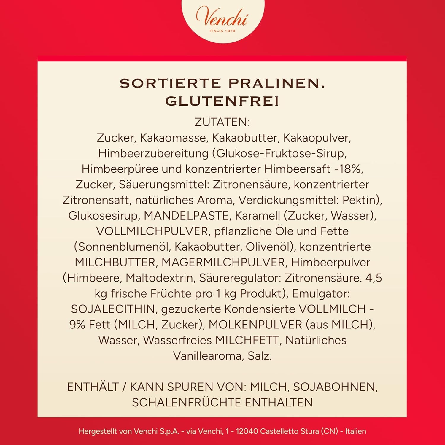 Venchi – krabička 9 různých čokolád, 175 g, bez lepku, bez umělých barviv a konzervačních látek, tip na dárek k Valentýnu