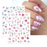 JMEOWIO Nálepka na nehty Frühling Blumen 10 Blatt Nálepka na nehty Selbtklebend Nagelaufkleber Buntes Letní Blumen Dekorace Nageldesign Zubehör
