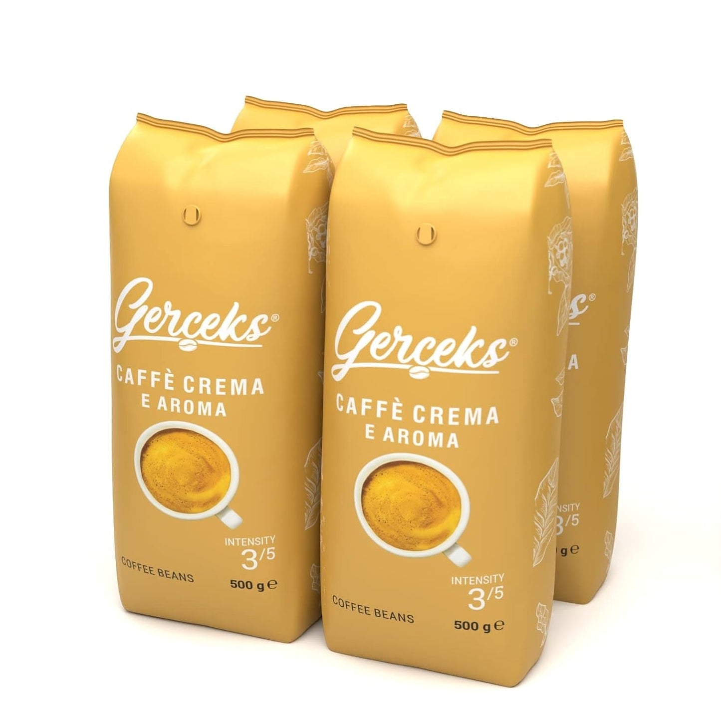 Caffe Crema E Aroma Kaffeebohnen 2kg (4x500g), Barista Kaffee schokoladig und säurearm, Espressobohnen kräftig, Bohnenkaffee mit Arabica und Robusta, jemná Crema, ideální pro Milchkaffee