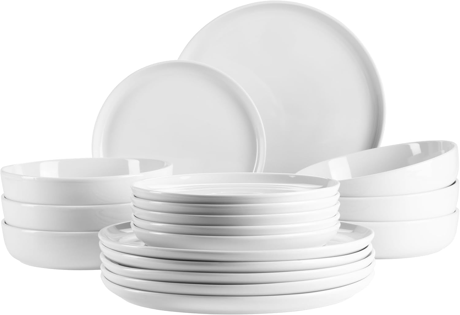 MÄSER, série Navina, sada nádobí pro 6, bílé porcelánové nádobí, nadčasové, porcelán, bílá
