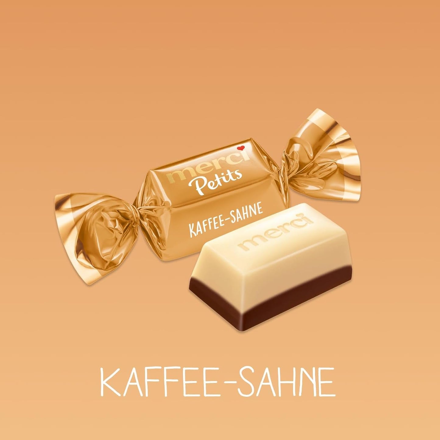 Kávový krém Merci Petits - 12 x 125 g - Malé pralinky z bílé čokolády na jemné čokoládě s kávovou smetanou - Jednotlivě balené čokoládové pralinky