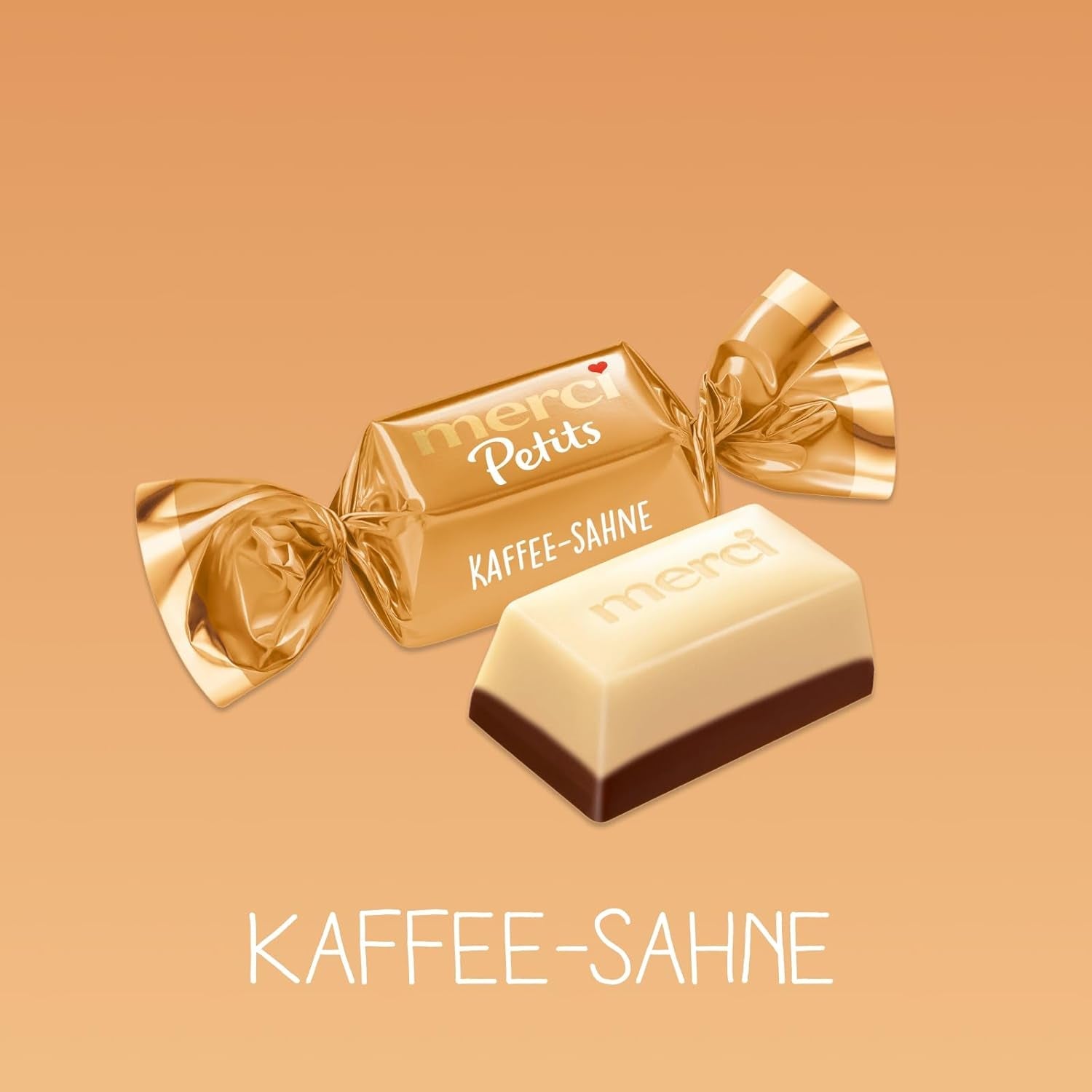 Kávový krém Merci Petits - 12 x 125 g - Malé pralinky z bílé čokolády na jemné čokoládě s kávovou smetanou - Jednotlivě balené čokoládové pralinky