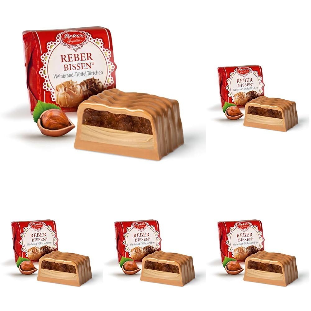 Reber Bites Chocolate and Truffle Pie, brandy lanýže na krémovém nugátu, zalité jemnou čokoládou z alpského mléka, 40 g (1 kus)