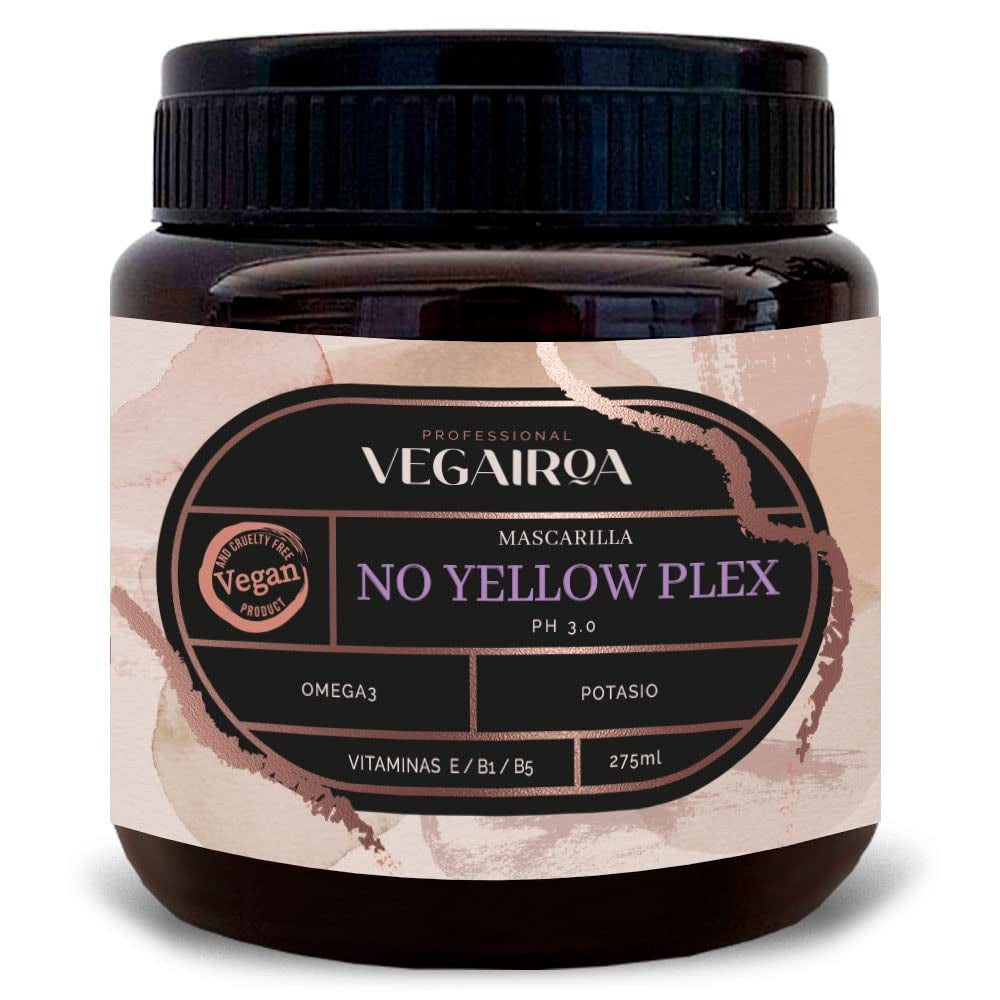 VEGAIROA - No Yellow Plex Mask - Neutralizační maska pro žluté a oranžové tóny - Hydratační péče - Fialový pigment - Profesionální veganský vlasový produkt - 275g Naty Shop maska na vlasy Výchozí název