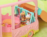 BABY born 904763 Baby Surprise Bus - růžový miniautobus pro panenky se 2 exkluzivními panenkami, trojitým kočárkem, houpačkou, kolotočem, skluzavkou a trojhoupačkou.