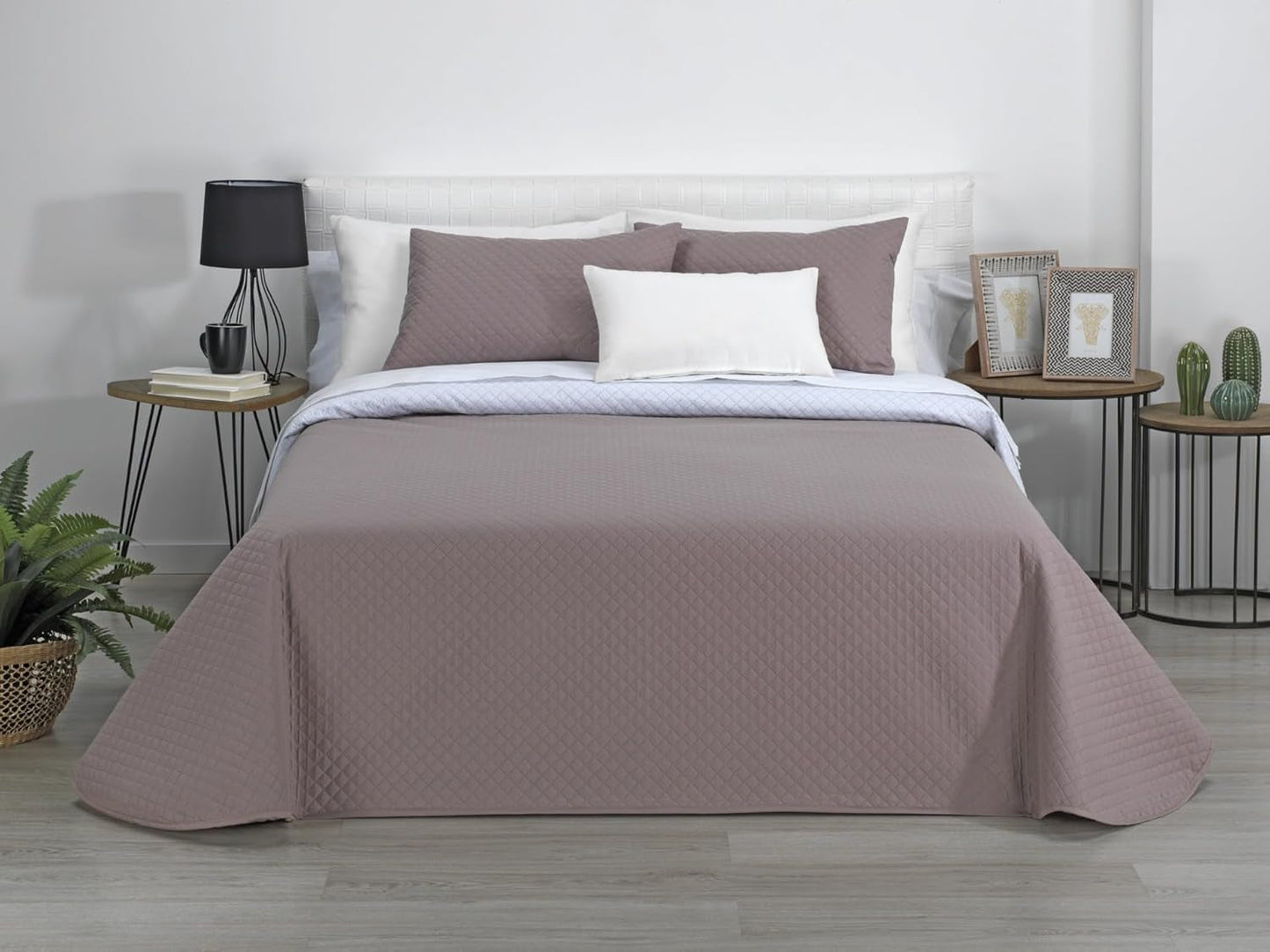 Estoralis | AVA | Oboustranná butiková přikrývka | Pro všechna roční období | Barva - Bílá/Taupe | Pro postel 140/150/160 cm. postel. (250 X 270 Cm. Ancho X Alto) | Prošívaná přikrývka Přikrývky a přikrývky Naty Shop Výchozí název