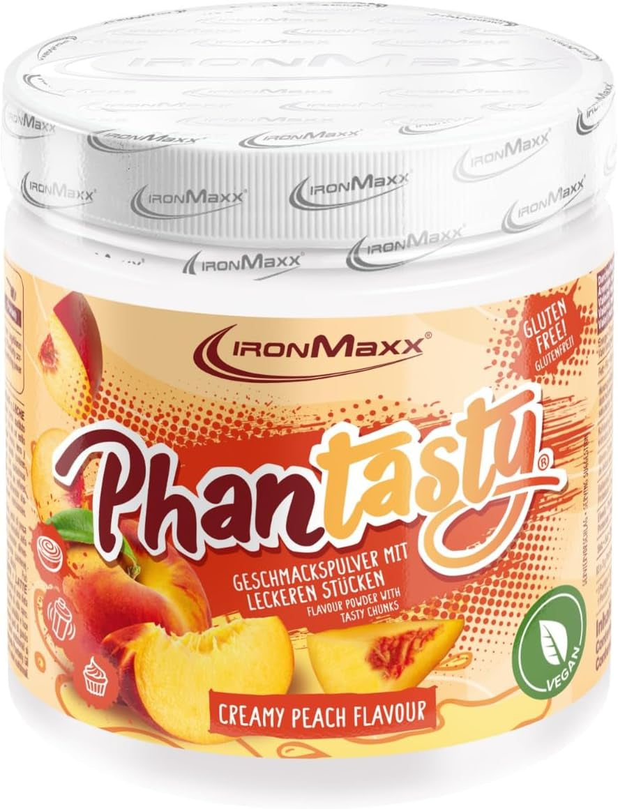 Ironmaxx Phantasty - Creamy Peach 250G Dávka | Vegan Geschmackspulver Mit Echten Frucht- Oder Nussstückchen | Perfekter Zuckerersatz sladidla Naty Shop 250 G (1Er Pack) Creamy Peach