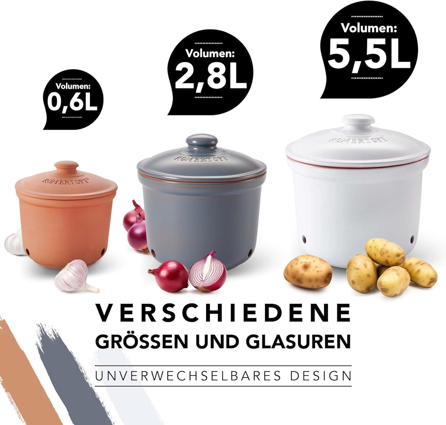 Römertopf hrnec na česnek čerstvý hrnec vyrobený z přírodní hlíny pro dlouhou trvanlivost potravin, jako je česnek Ø 12,5 cm bílá Dózy na potraviny Naty Shop