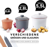Römertopf hrnec na česnek čerstvý hrnec vyrobený z přírodní hlíny pro dlouhou trvanlivost potravin, jako je česnek Ø 12,5 cm bílá Dózy na potraviny Naty Shop