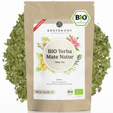 Organický čaj Yerba Maté Originální 1 kg sypaný čaj Maté s vysokým obsahem kofeinu Nepražené na vzduchu Sušené v laboratoři Testované listy maté balené v Německu Prvotřídní kvalita Gräfenhof