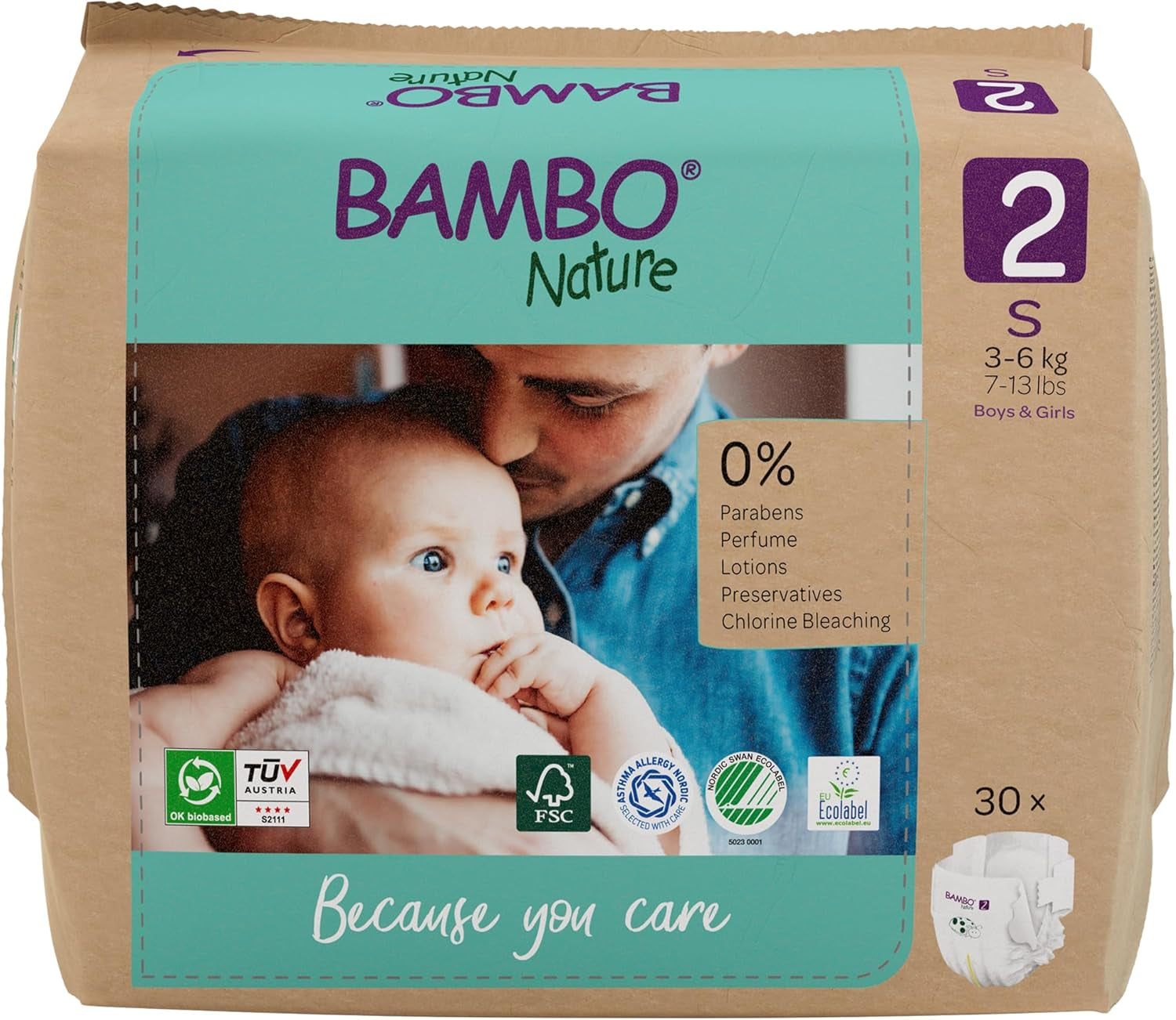 Dětské plenky Bambo Nature, velikost 1 (2-4 kg), 132 Count Moon Box | Prémiové plenky s vylepšenou ochranou proti protečení | Maximální pohodlí a svoboda pro novorozence | Dermatologicky testované plenky
