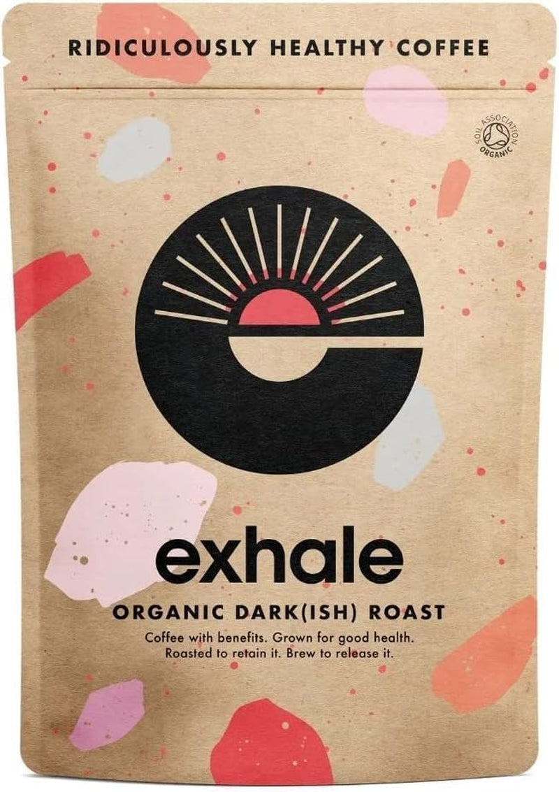 EXHALE Bio GANZE BOHNEN – Dunkel Gerösteter Kaffee – 450g Balení – Mykotoxinfrei & Geeignet für Bulletproof Coffee – Single Origin und 100% Arabica Bohnen