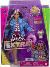 Barbie HDJ46 - Extra panenka v šatech s basketbalovým dresem a doplňky, s mazlíčkem Corgi, extra dlouhé kudrnaté vlasy s růžovými pramínky a ohebnými klouby, dárková hračka pro děti 3+ panenky Naty Shop