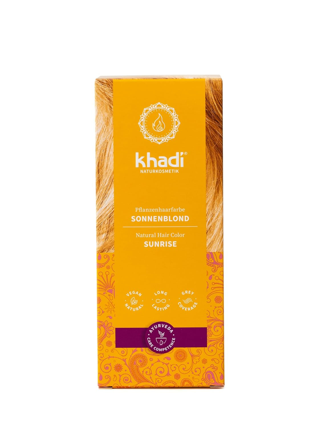 khadi GOLDBRAUN bylinná barva na vlasy Jasně jantarová až měkká a lesklá zlatohnědá barva na vlasy 100% bylinná přírodní přírodní certifikovaná přírodní kosmetika pro vegany 100 g Naty Shop Sun Blonde Hair Dye 100G (1 balení) jednotlivě