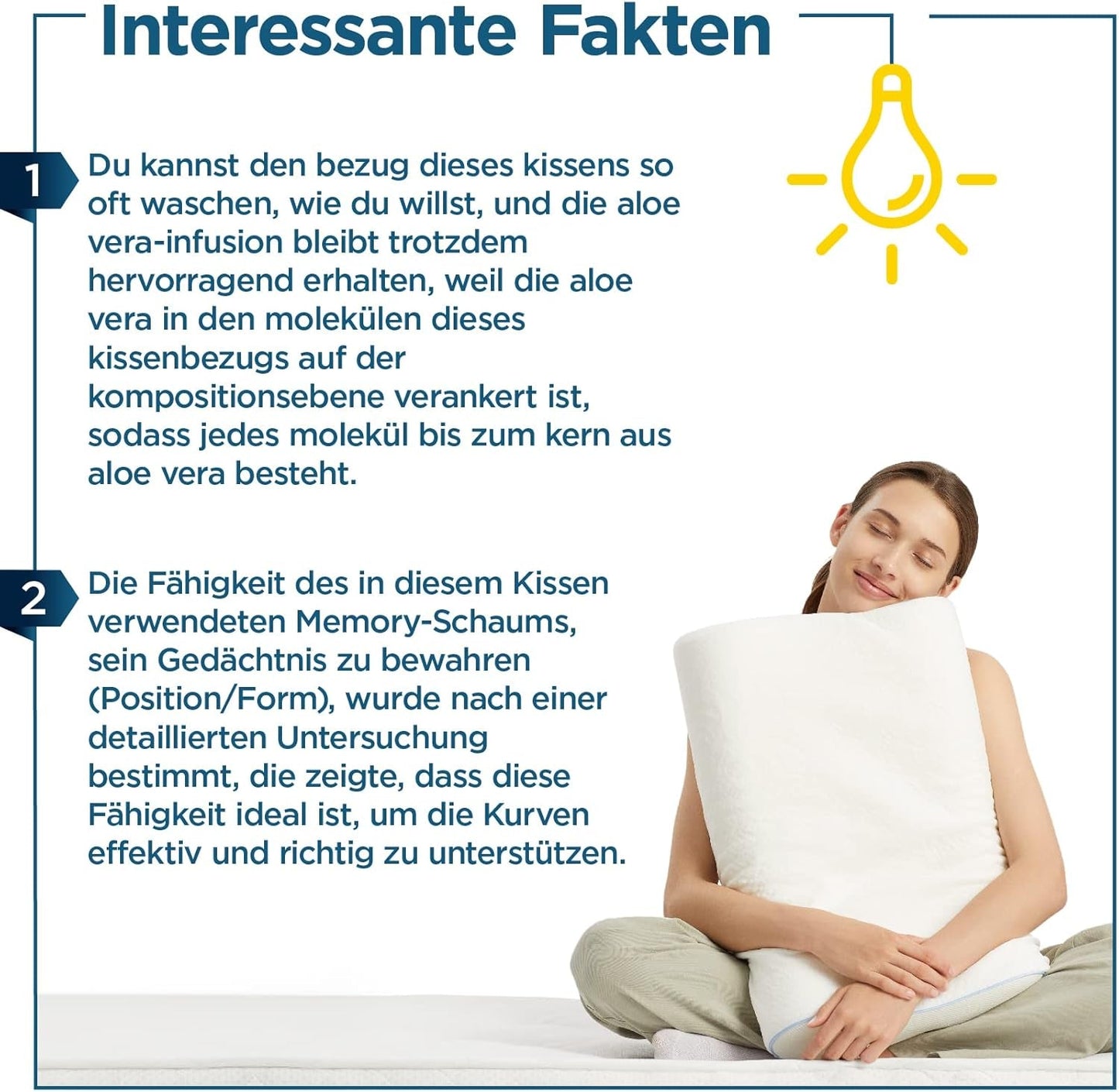 Ortopedický polštář ORTHOVERSE - polštář na podporu krku, polštář na spaní, polštář, polštář z paměťové pěny, polštář, polštář proti bolesti krku - výškově nastavitelný, potah z aloe vera, zdravotní pomůcka Naty Shop Cervical Ortopedic Pillows