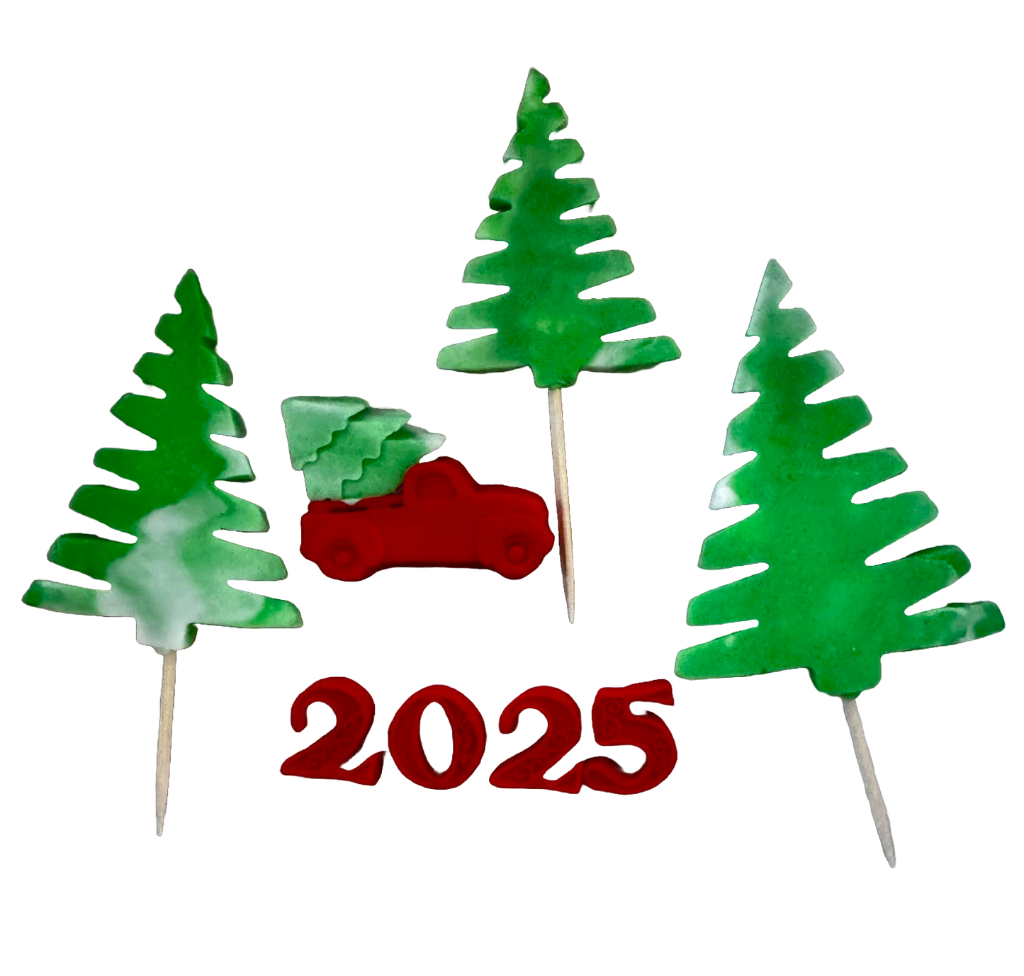 Sada 5 jedlých dekorací z cukrové pasty, Happy Birthday, 2025 Dekorace z cukrové pasty Naty Shop