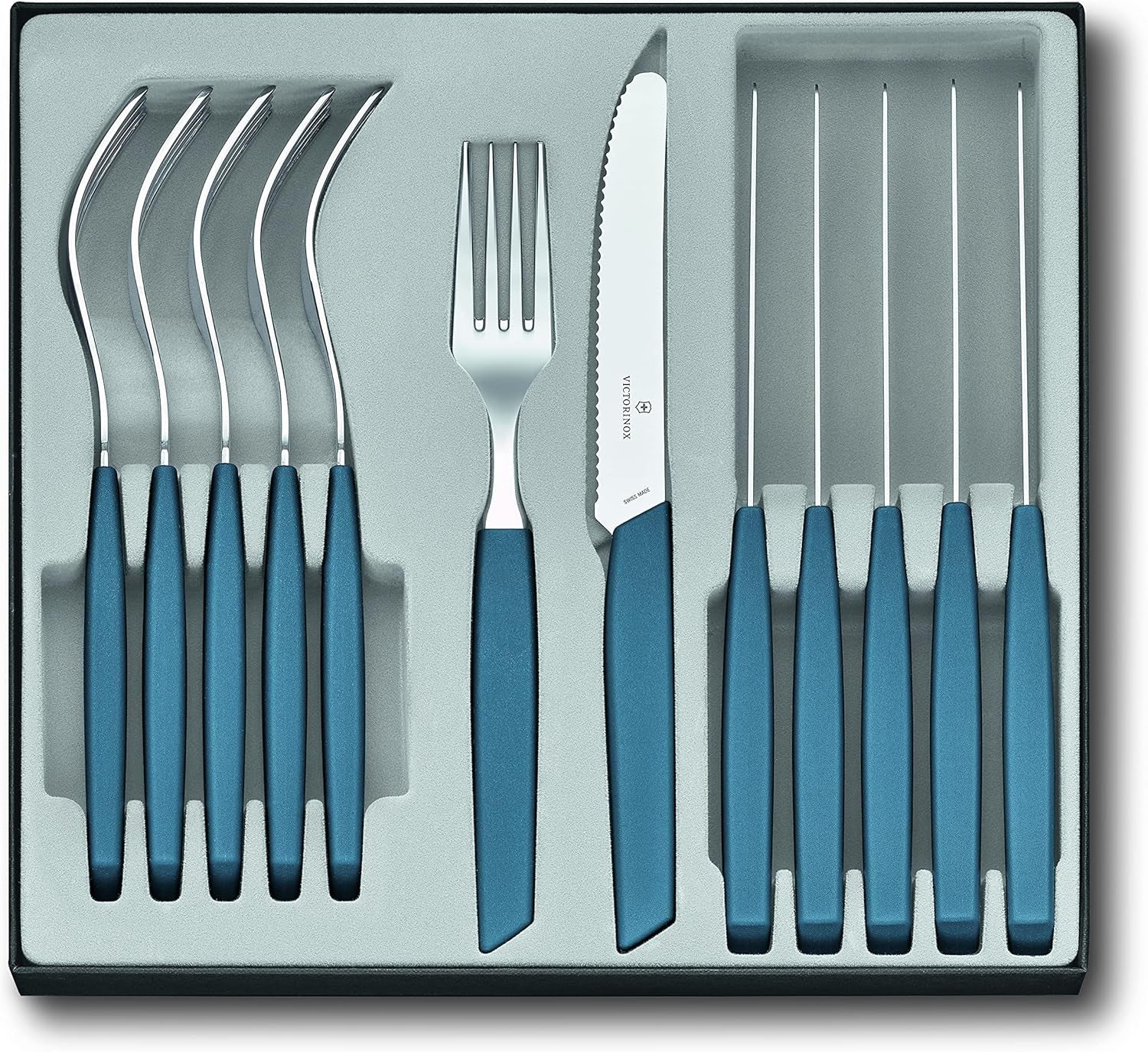 VICTORINOX Moderní švýcarská sada příborů pro 6 osob, 12dílná kuchyně Naty Shop modrá