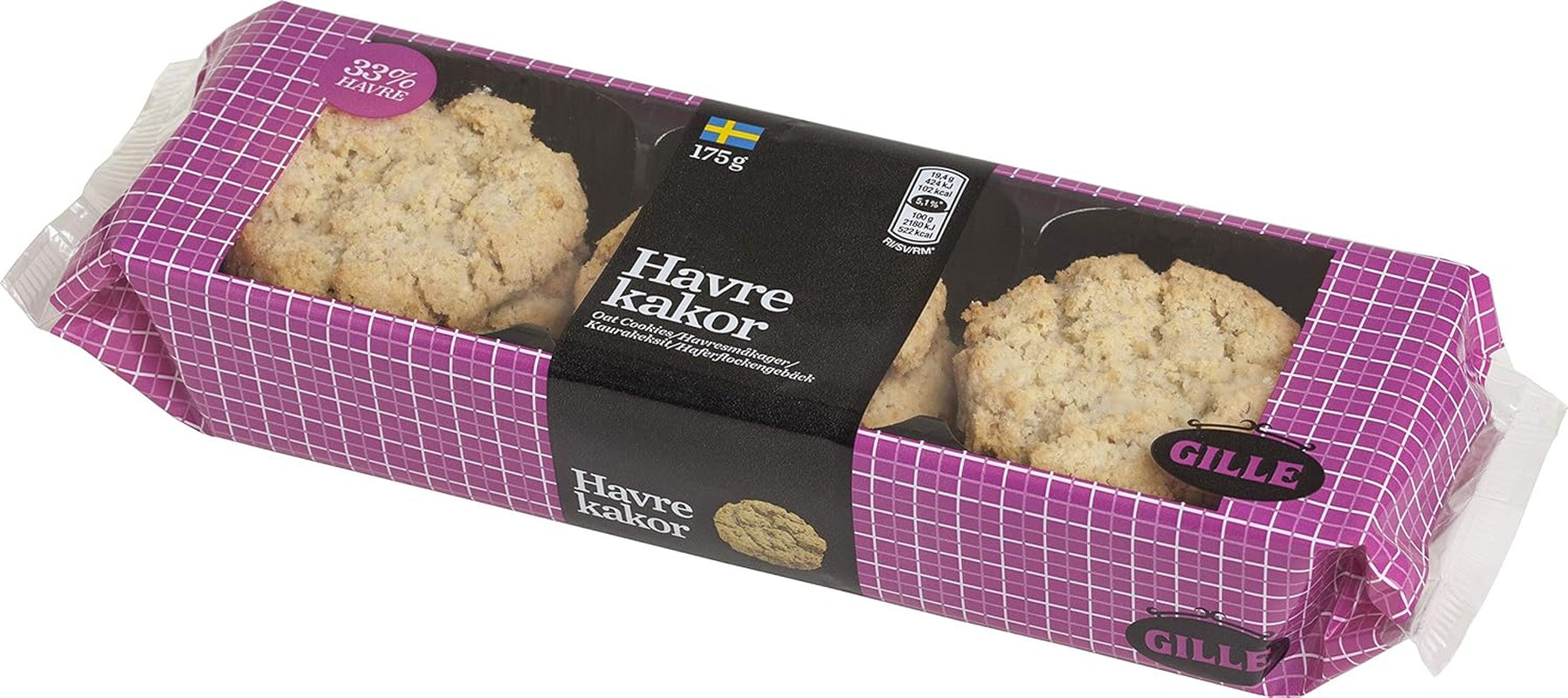 Švédské ovesné sušenky Gille, 175 g (1 balení)