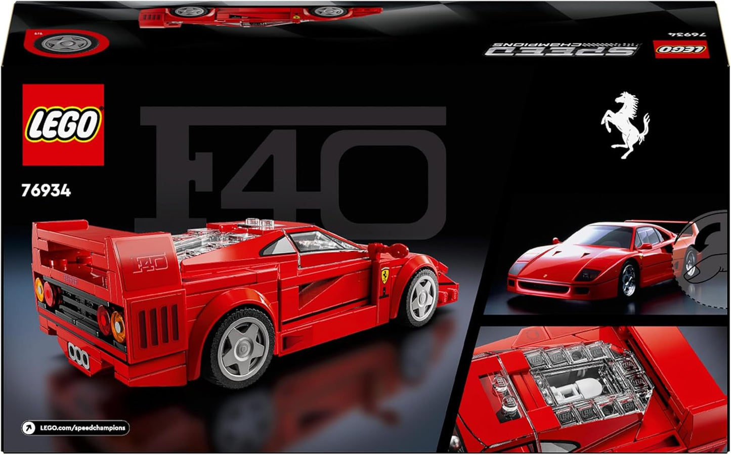 LEGO Speed Champions Ferrari F40 Super sportovní auto, sada se sestavitelným autíčkem a minifigurkou řidiče, sbírka stavebnic pro děti, dárek pro chlapce a dívky 76934 Stavebnice Besuche den LEGO-Store