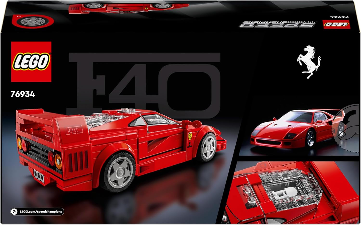 LEGO Speed Champions Ferrari F40 Super sportovní auto, sada se sestavitelným autíčkem a minifigurkou řidiče, sbírka stavebnic pro děti, dárek pro chlapce a dívky 76934 Stavebnice Besuche den LEGO-Store