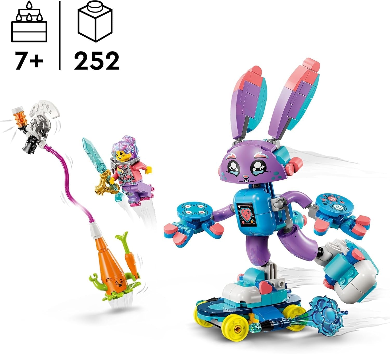 LEGO Dreamzzz Izzie a Bunchurro The Gaming Bunny, Hračka pro děti 7+, sada 2 v 1 s minifigurkou hrdiny a Cyberling pro imaginativní herní zážitek 71490 Stavebnic Besuche den LEGO-Store