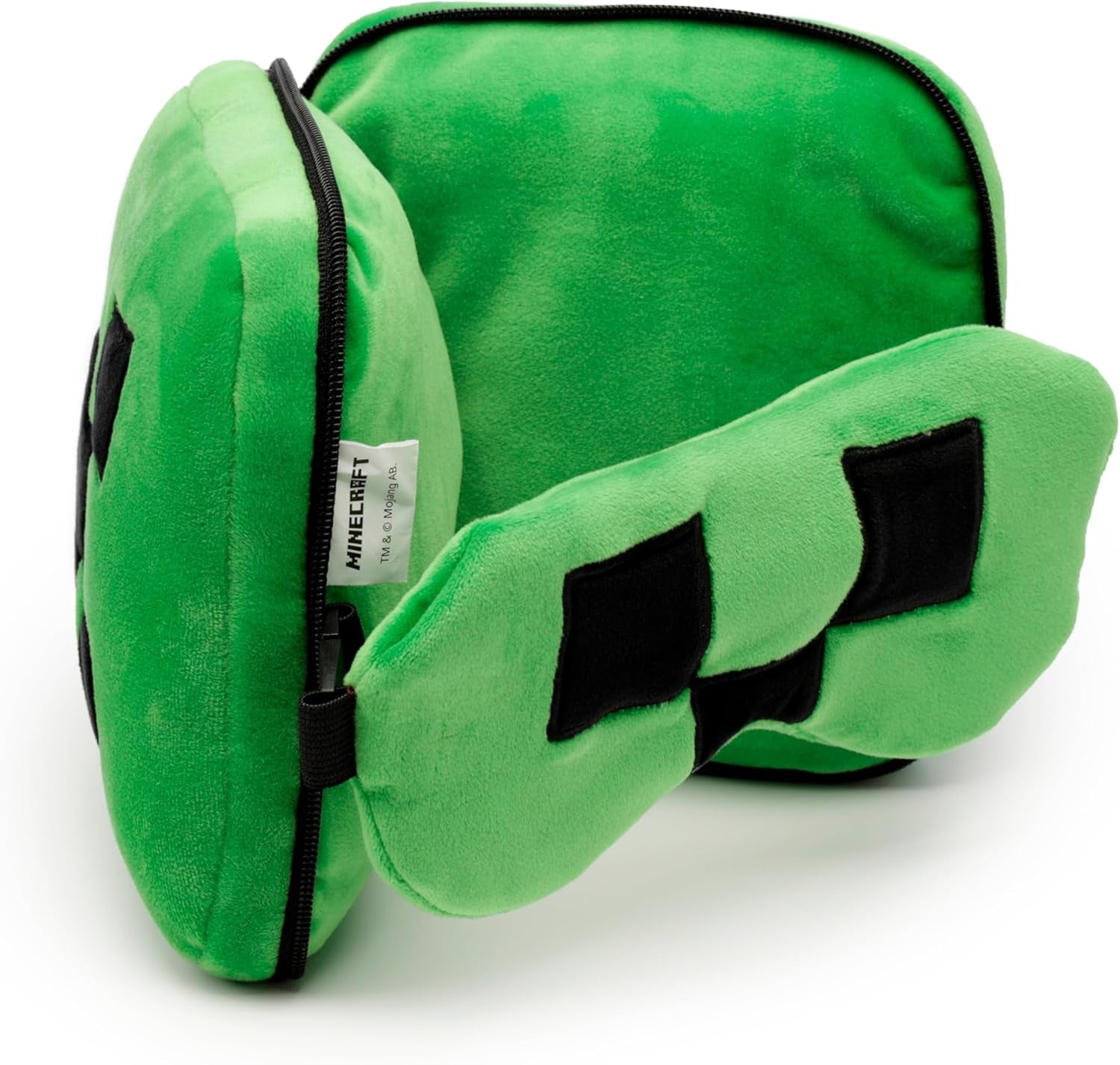 Puckator Relaxeazzz Minecraft Creeper Plyšový cestovní polštářek a maska na oči Opěrka hlavy Polštář na spaní Polštář na krk Cestovní polštář Maska na spaní Děti a dospělí na cesty Auto Vláček Příslušenství do letadla Cestovní polštáře Naty Shop