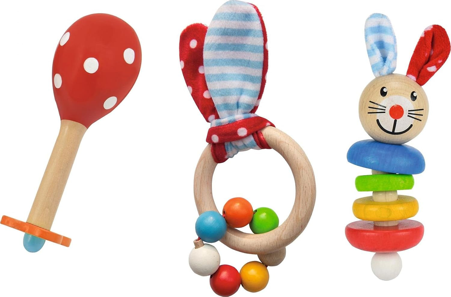 Eichhorn 100017045 - Startovací / dárková sada pro miminko s maracou, hračkou se zvukem a hračkou s motivem králíka, 3 kusy, od 3 měsíců Baby Toys Naty Shop Výchozí název