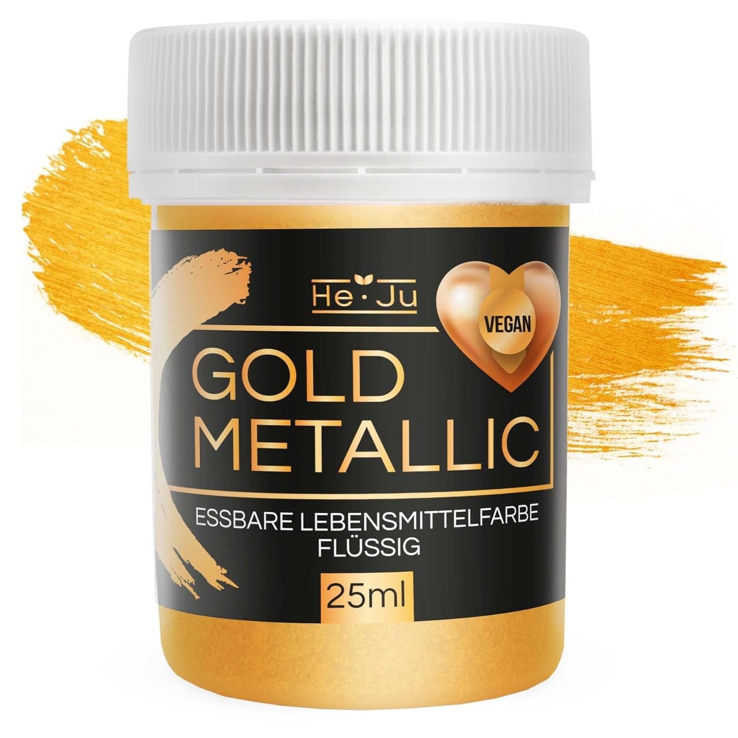 He-Ju Metallic Gold tekuté potravinářské barvivo 25 ml, jedlé třpytky na nápoje a jídlo (kovové zlato, 25 ml)