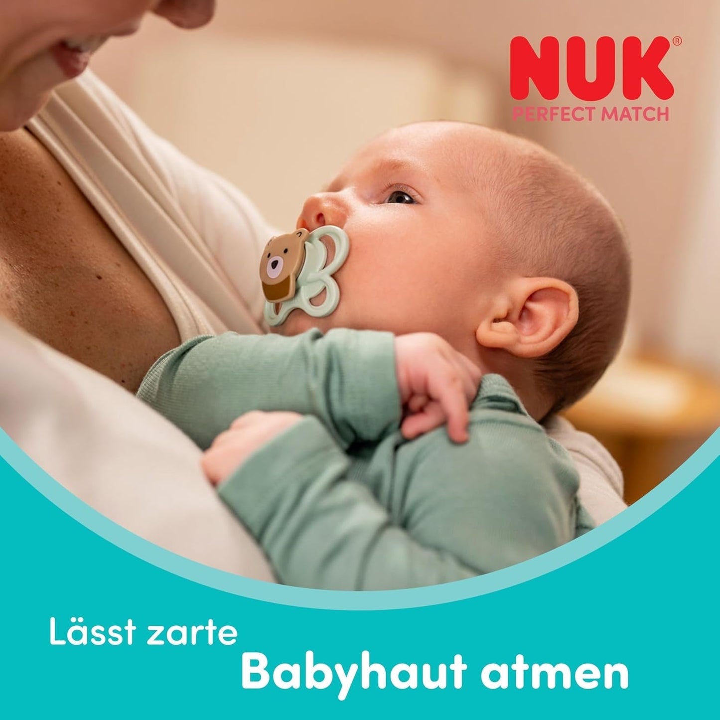 Dudlíky NUK Perfect Match pro miminka | 0-6 měsíců | Ortodontické dudlíky, které podporují cirkulaci vzduchu a zabraňují slintání | 95% přijetí miminky** | Fox/Teddy Bear | Balení 2